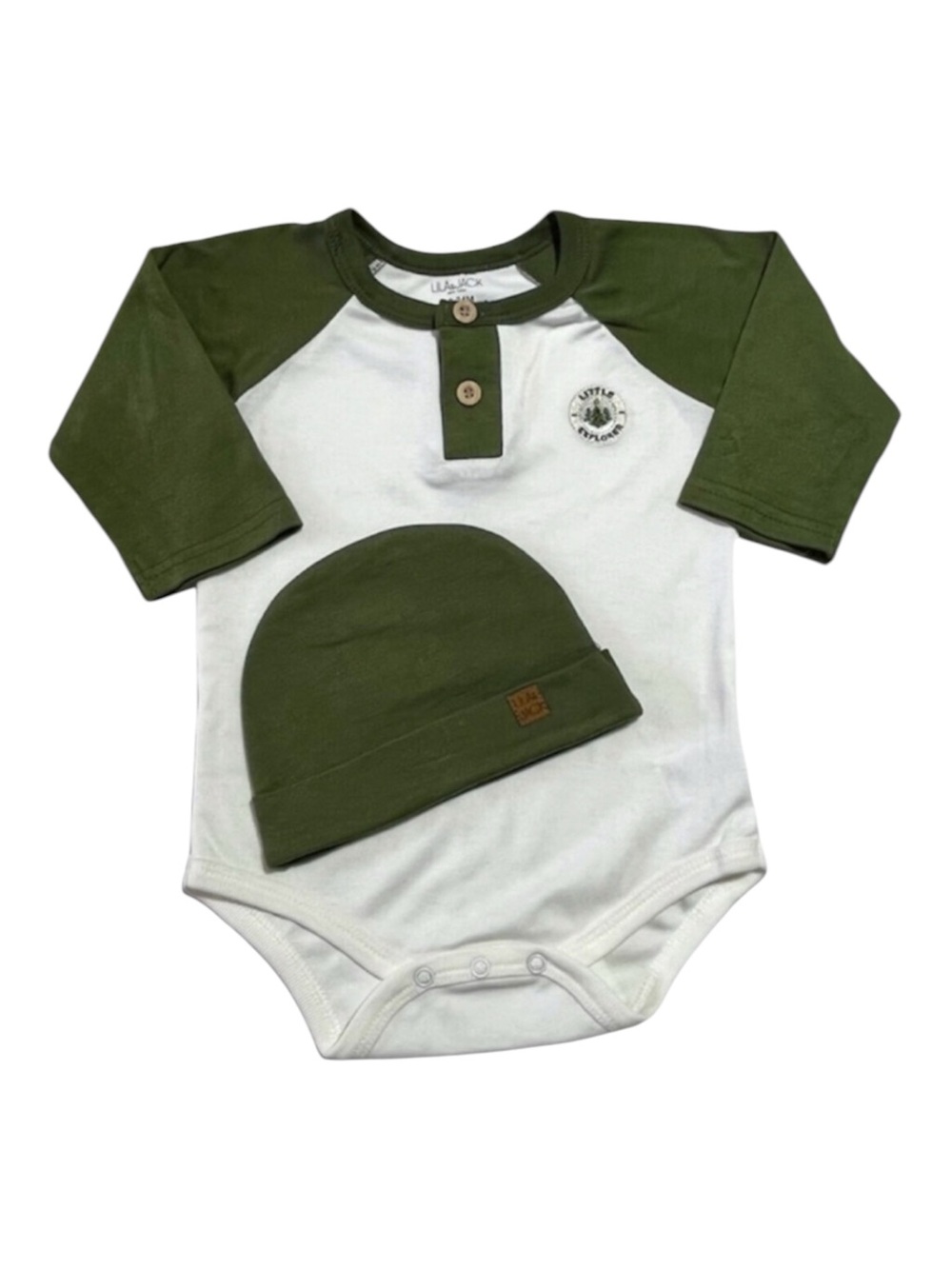 NEW! Lila & Jack “Little Explorer” raglan bodysuit & hat outfit 18-24 months